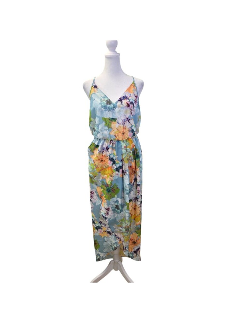 NWT Amanda U. Floral Faux Wrap Skirt Hi-Low Sundress Size Medium